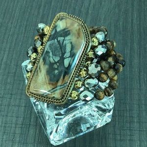 Vintage Sterling Art Deco center  tiger eye beads